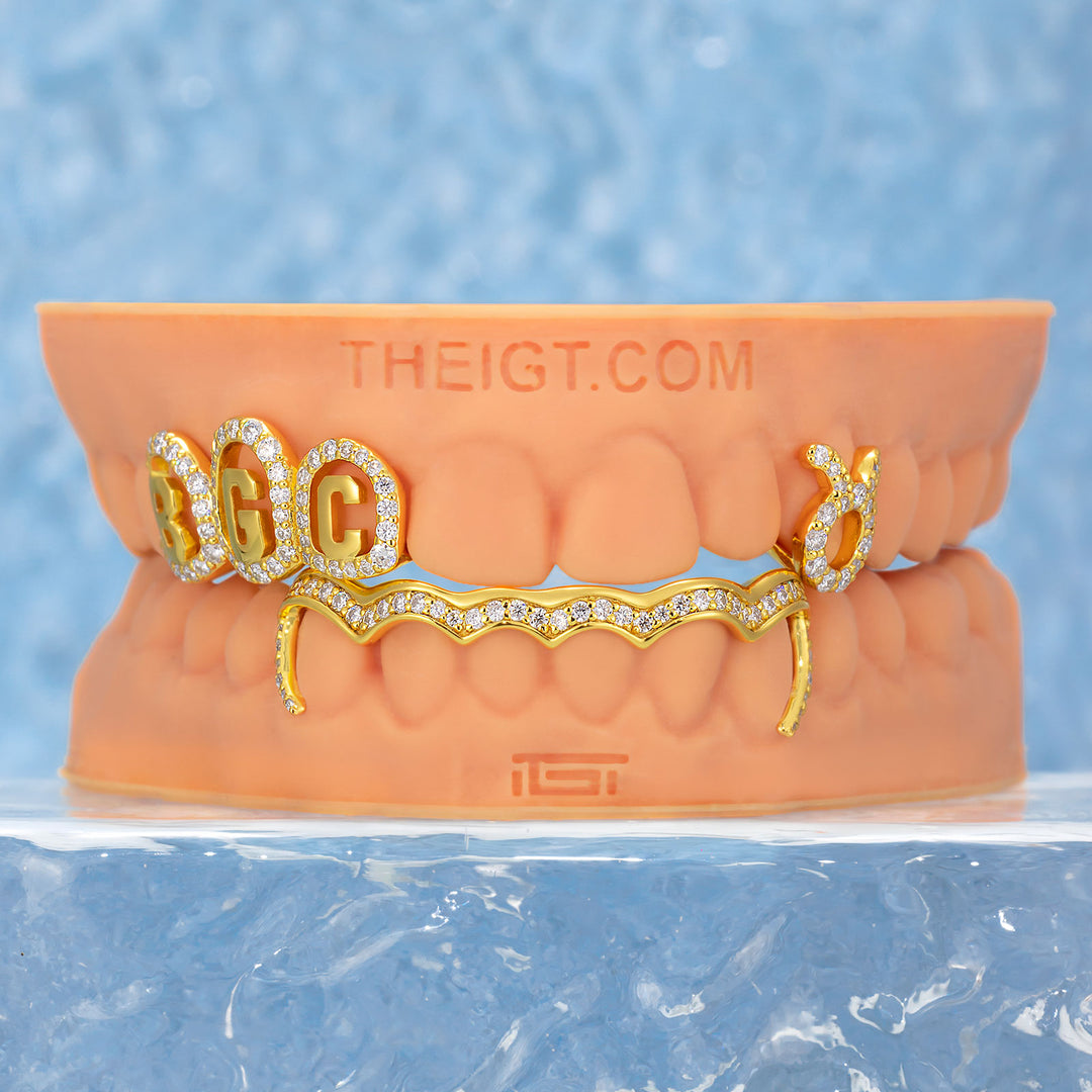 Custom Moissanite Zodiac Initials Bar Grillz