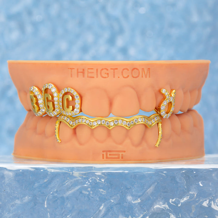 Custom Moissanite Zodiac Initials Bar Grillz