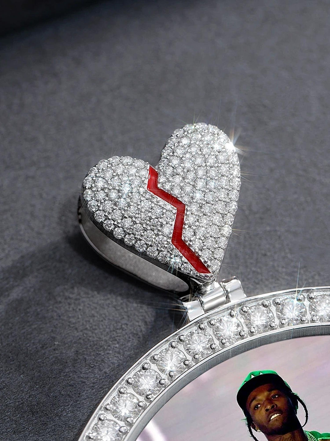 Custom 3-Inch Picture Pendant with Broken Heart Bail