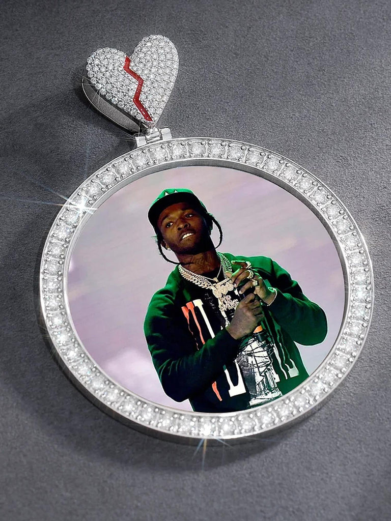 Custom 3 Inch Picture Pendant Broken Heart Bail