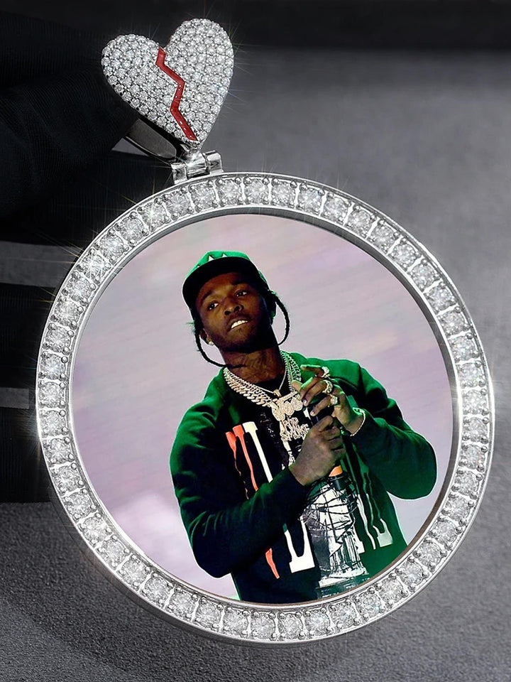 Custom 3-Inch Picture Pendant with Broken Heart Bail