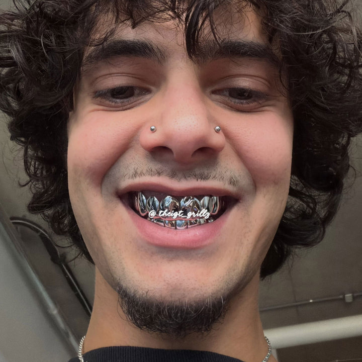 Custom Polished White Gold Grillz