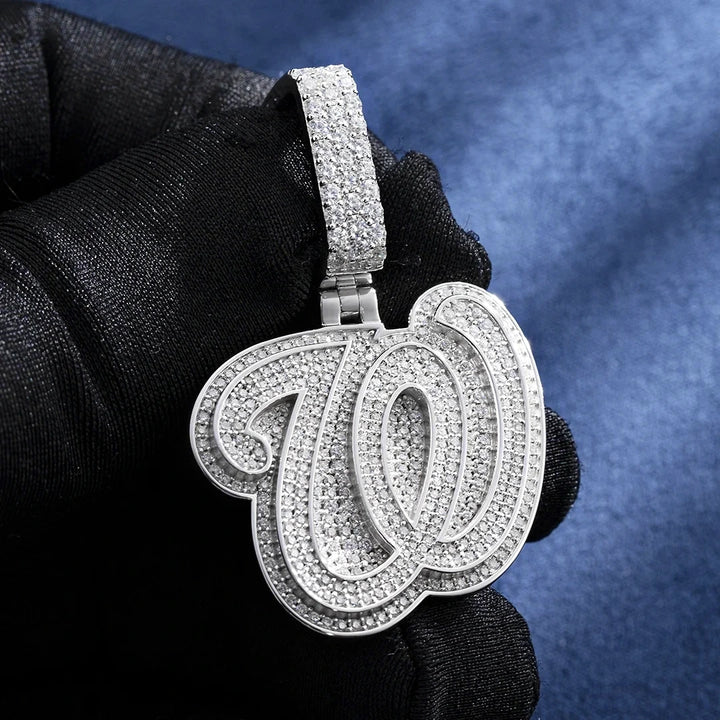 Custom W Initial Moissanite Pendant