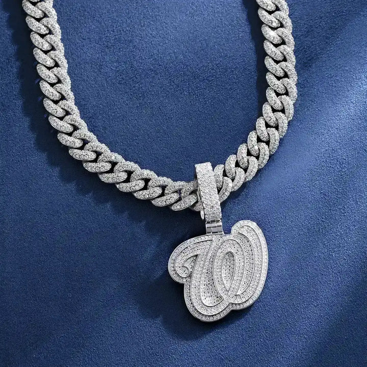 Custom W Initial Moissanite Pendant