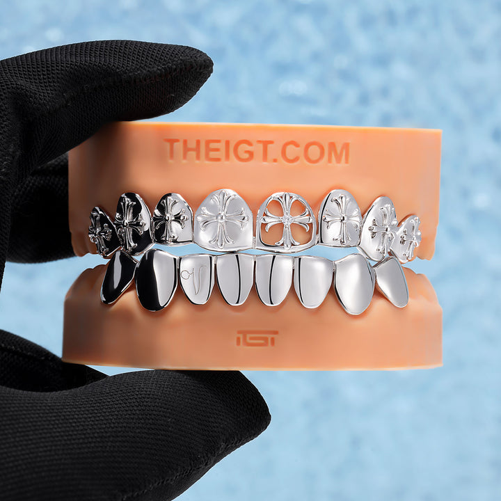 Cutout Cross Script Solid Grillz
