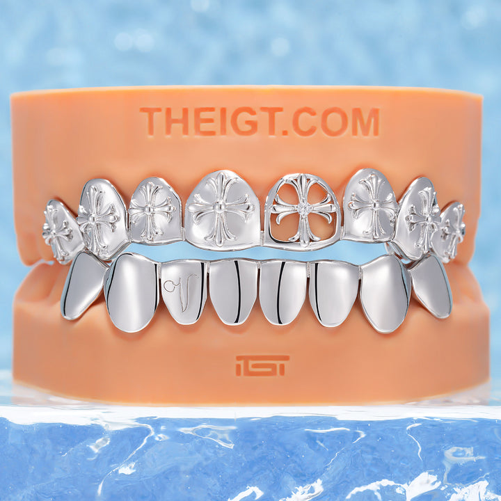Cutout Cross Script Solid Grillz