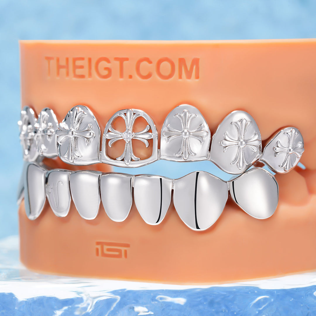 Cutout Cross Script Solid Grillz