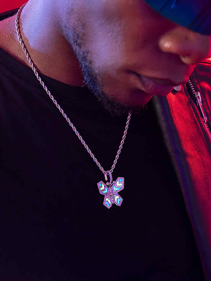 Cyberpunk Fluorescent Butterfly Pendant