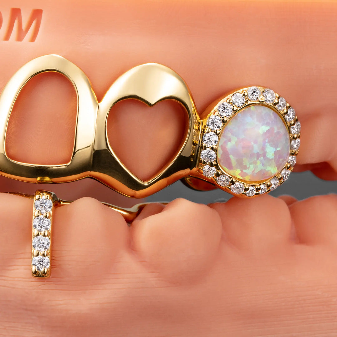 Open Face With Diamond Gap Bar Grillz