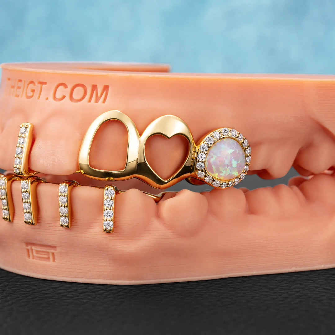 Open Face With Diamond Gap Bar Grillz