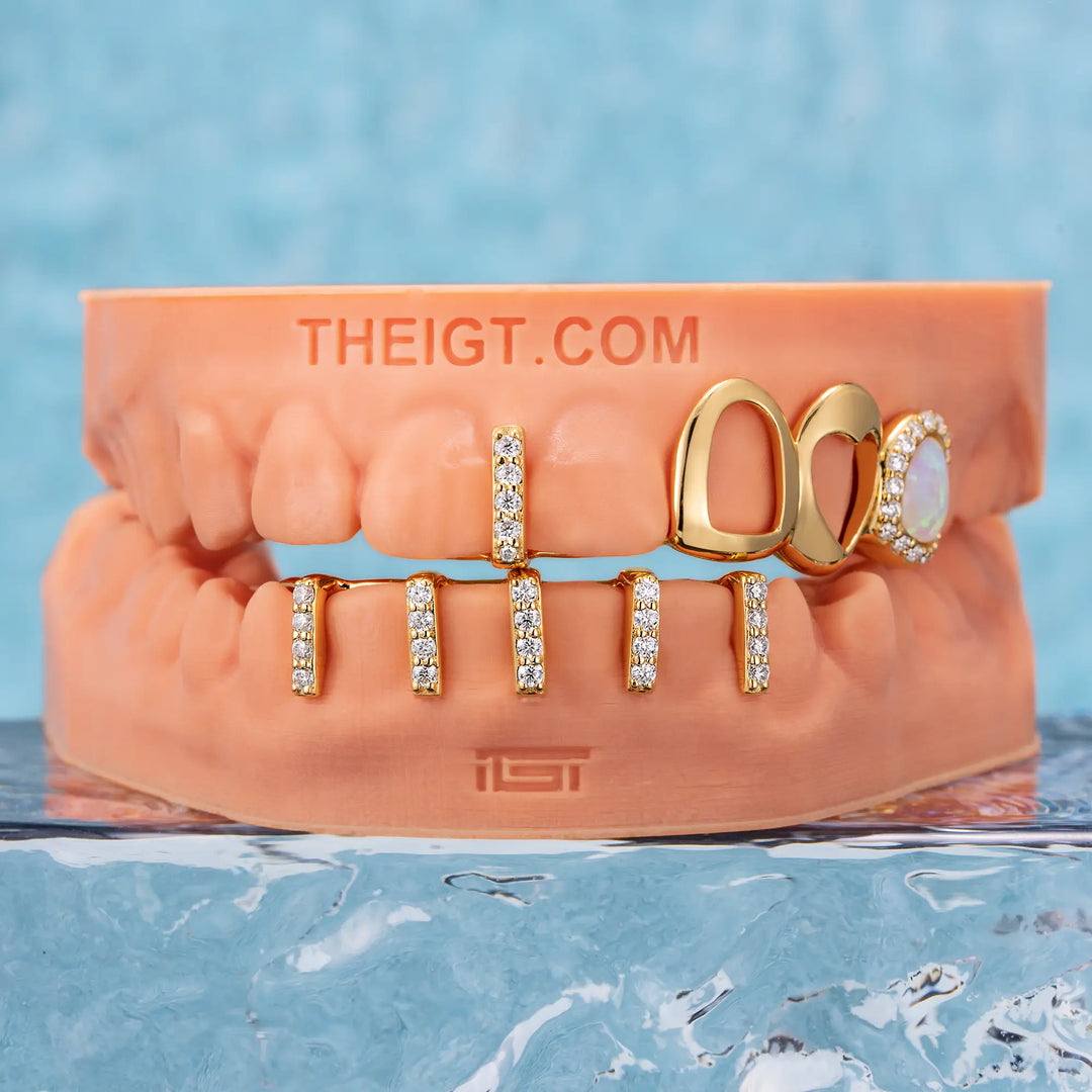 Open Face With Diamond Gap Bar Grillz