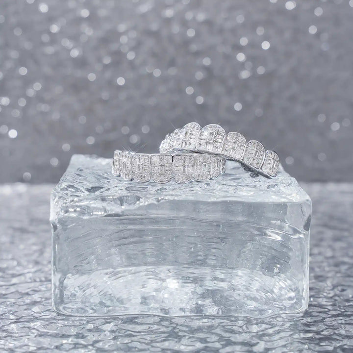 Custom Fully Iced Baguette & Emerald Cut Grillz
