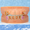 D Star Open Face Opal Bar Grillz