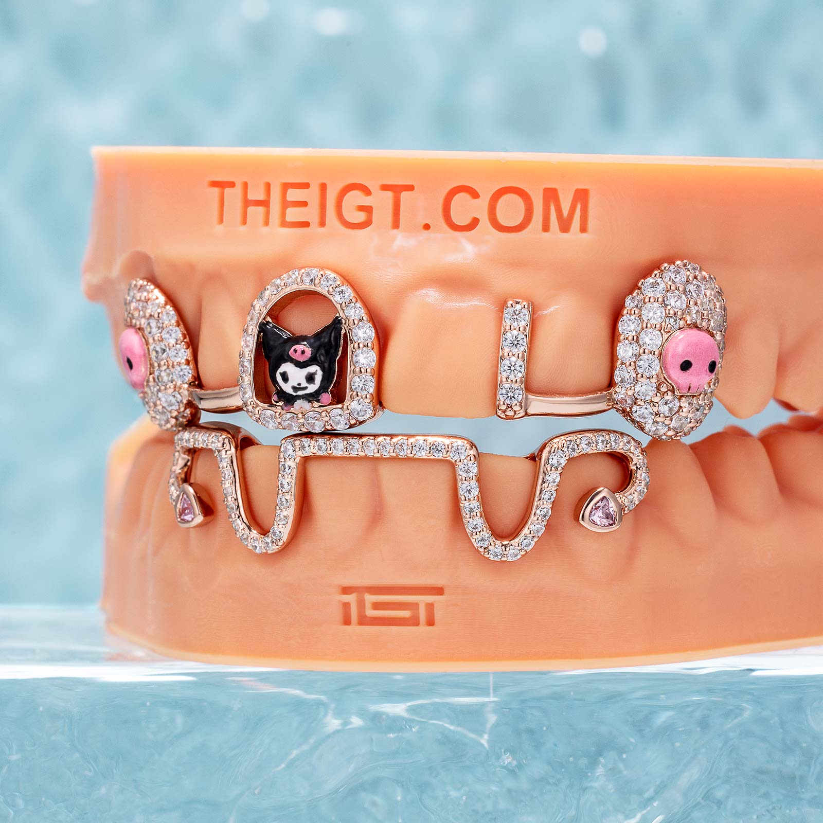 Enamel Moissanite Dark Kawaii Skull Custom Grillz