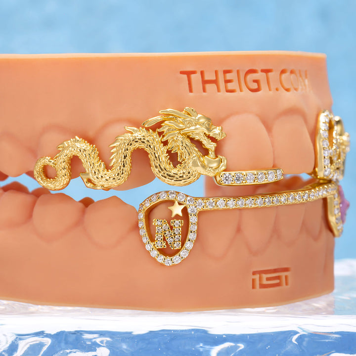 Dark Royal Dragon Letter Grillz