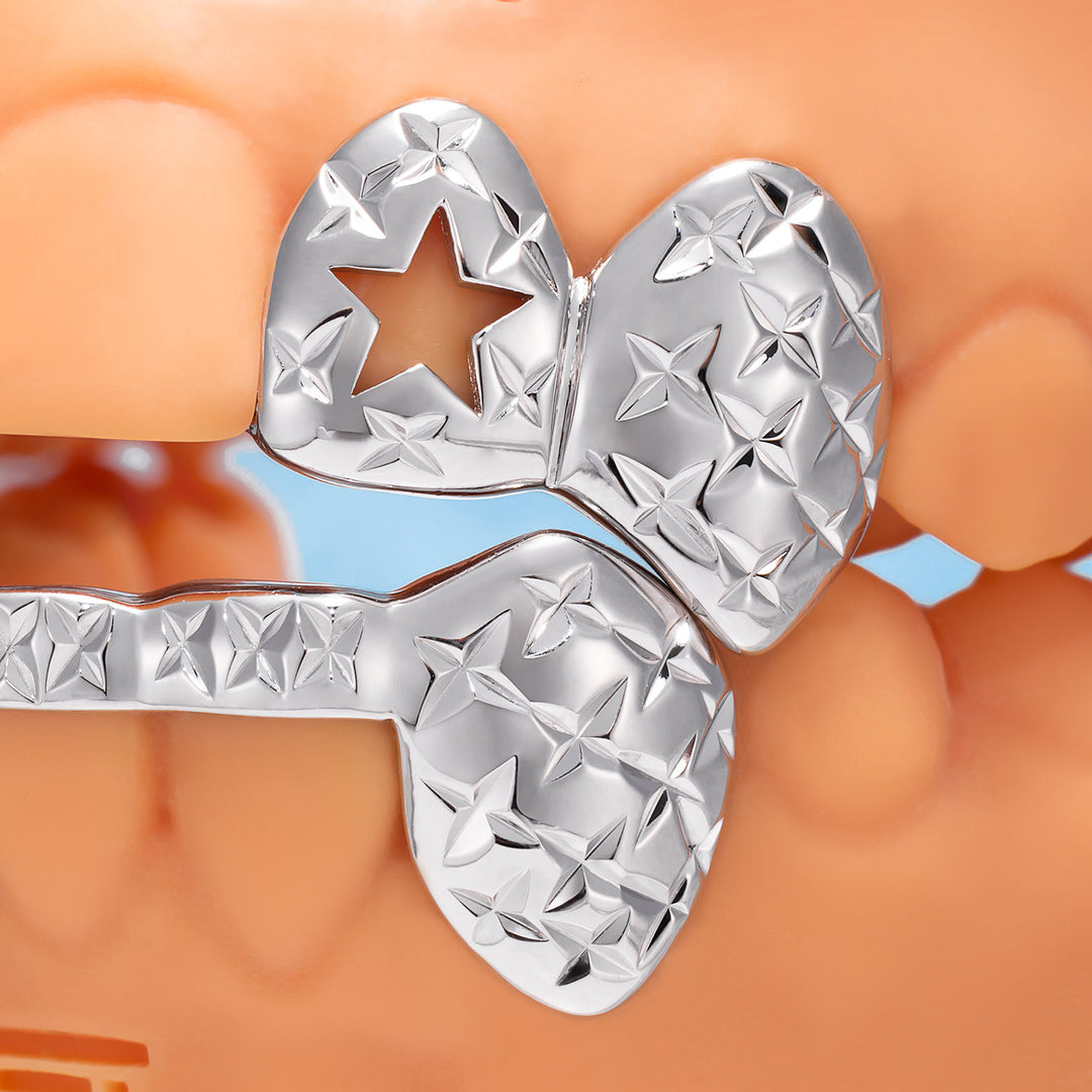 Diamond Cut Grillz W Heart & Star On Top