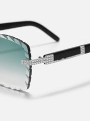 Diamond Cut Moissanite Rimless Sunglasses