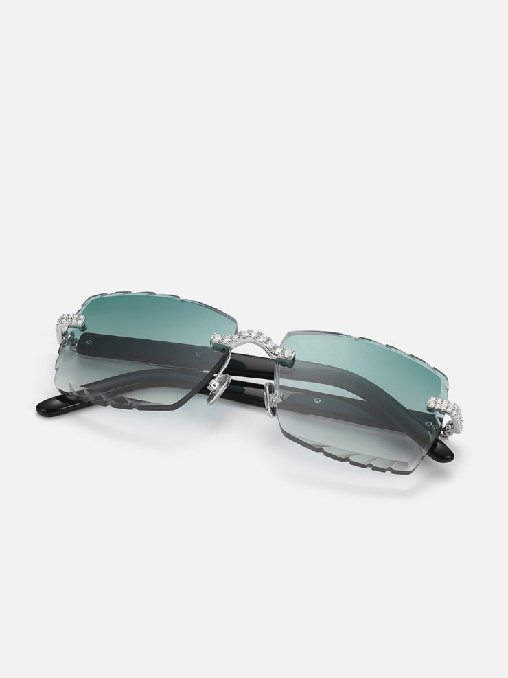 Diamond Cut Moissanite Rimless Sunglasses