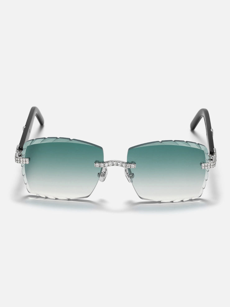 Diamond Cut Moissanite Rimless Sunglasses