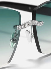 Diamond Cut Moissanite Rimless Sunglasses