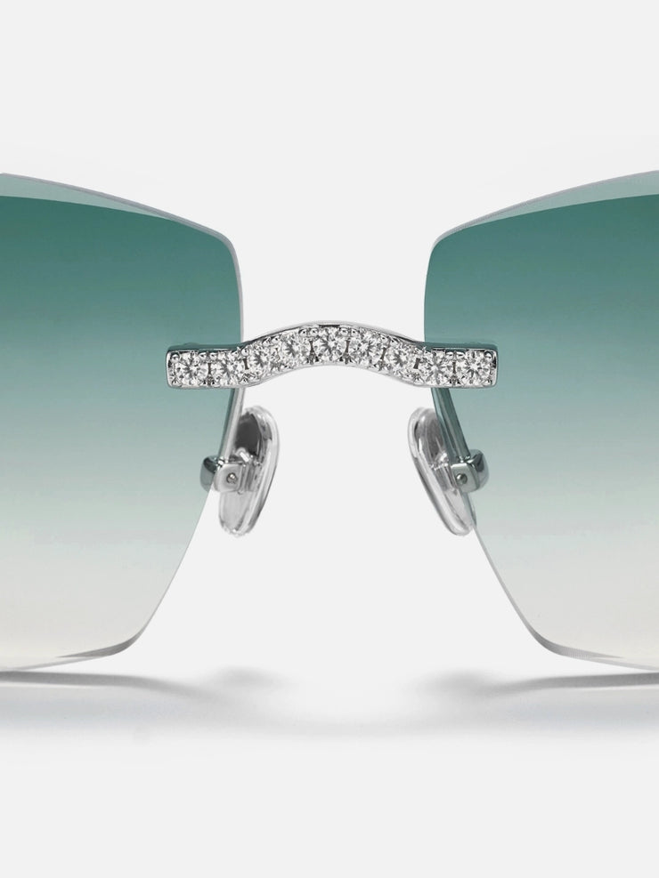 Diamond Cut Moissanite Rimless Sunglasses