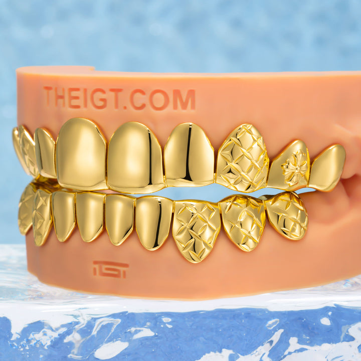 Diamond Cut & Cross Solid Grillz