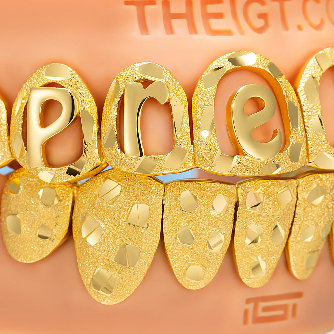 Diamond Dust Open Face Script Letter Grillz