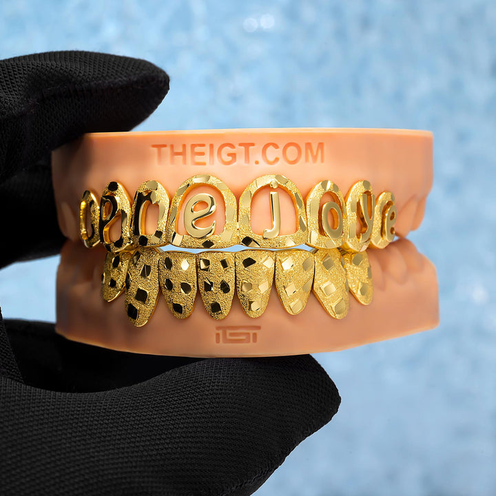 Diamond Dust Open Face Script Letter Grillz