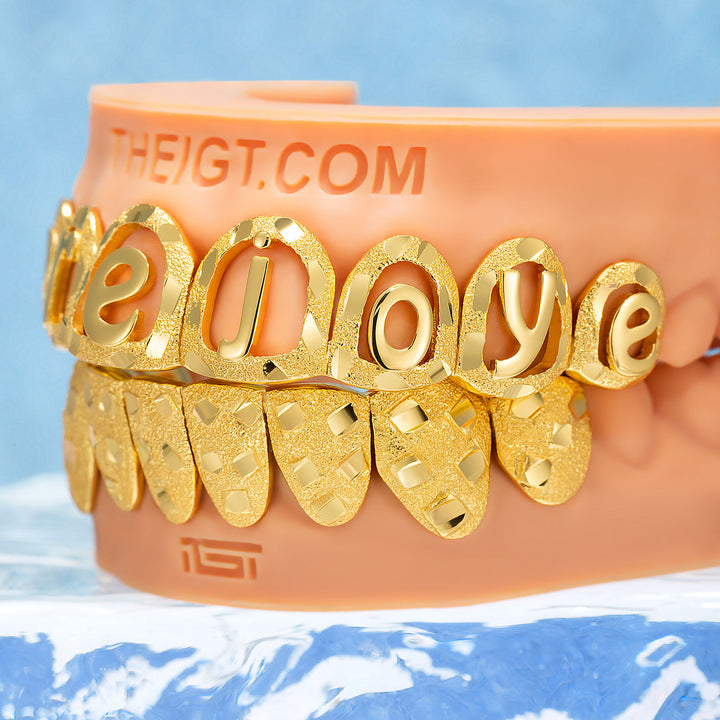 Diamond Dust Open Face Script Letter Grillz