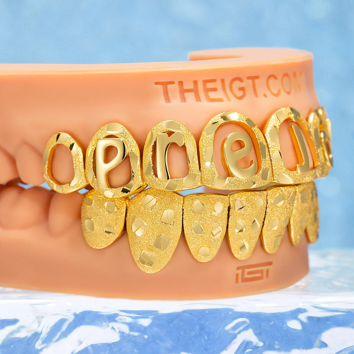 Diamond Dust Open Face Script Letter Grillz