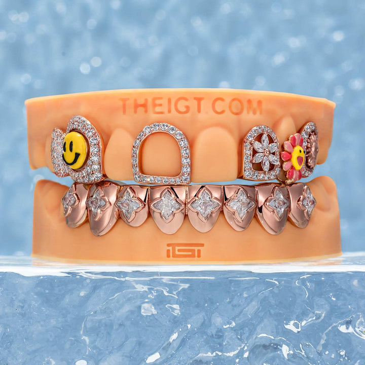 Diamond Smile Face And Sunflower Grillz