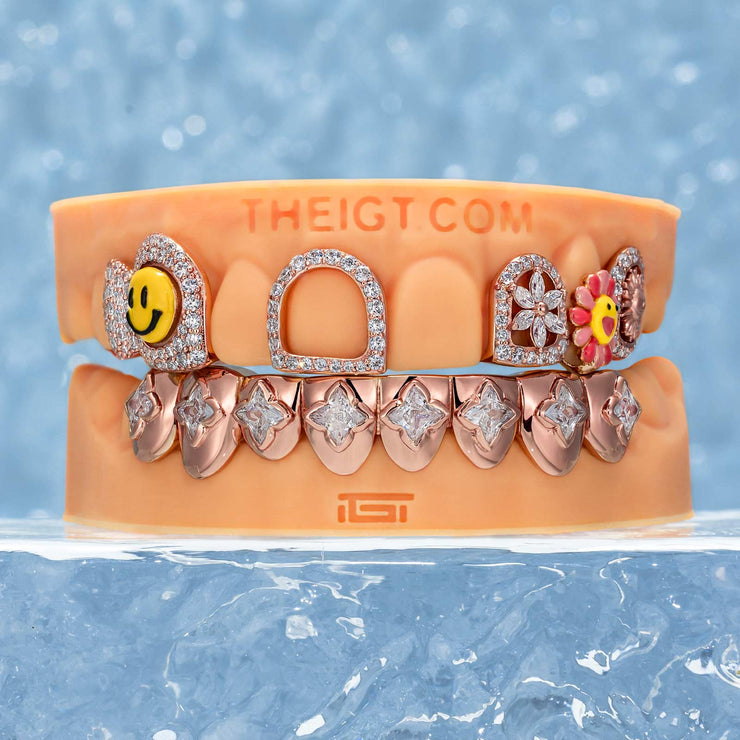 Diamond Smile Face And Sunflower Grillz