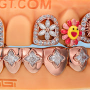 Diamond Smile Face And Sunflower Grillz