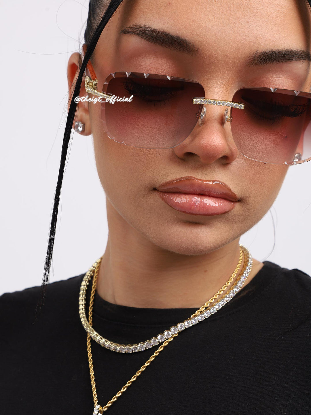 Diamond Cut Moissanite Sunglasses In Yellow Gold