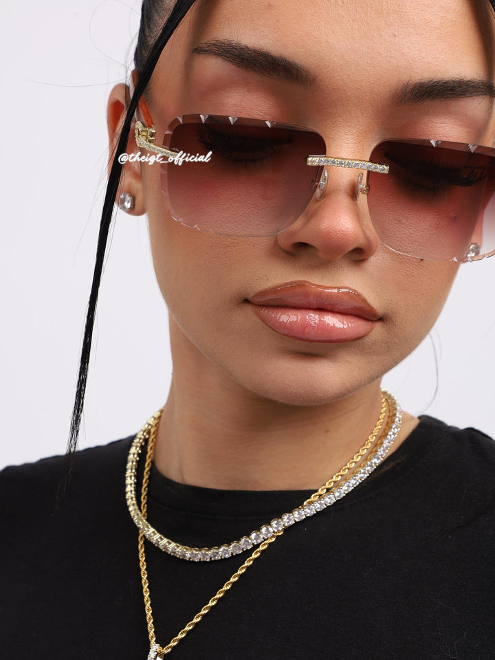 Diamond Cut Moissanite Sunglasses In Yellow Gold