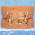 Dice Button W Flower Open Face Grillz