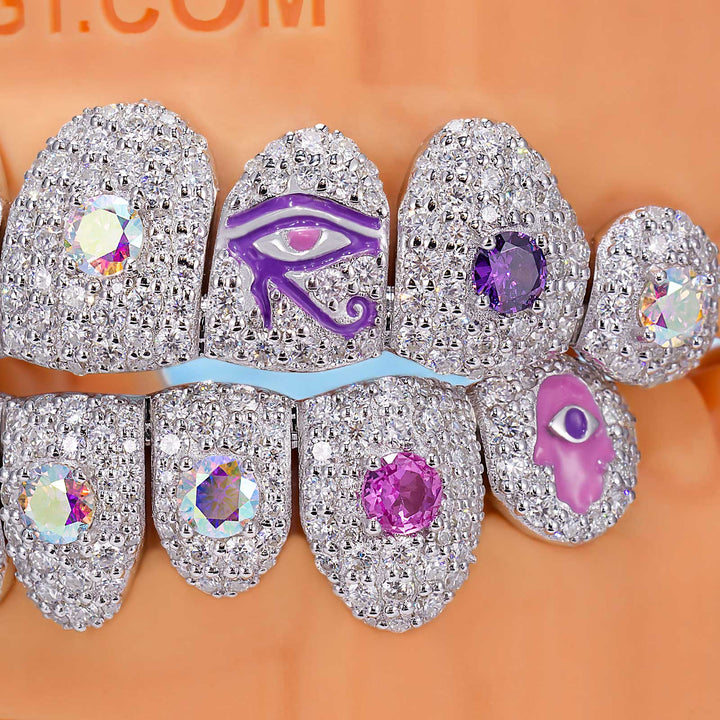 Divine Protection Rainbow Moissanite Grillz