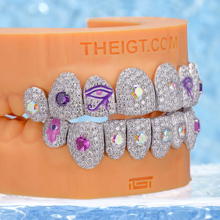 Divine Protection Rainbow Moissanite Grillz