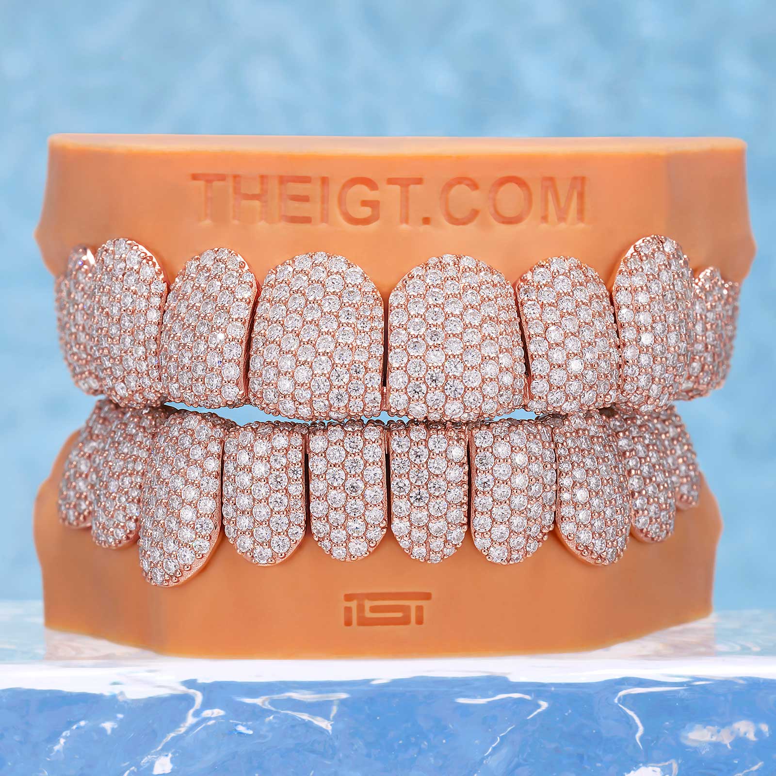Double-Ice Honeycomb Grillz - Full Coverage Icy Diamond Perm