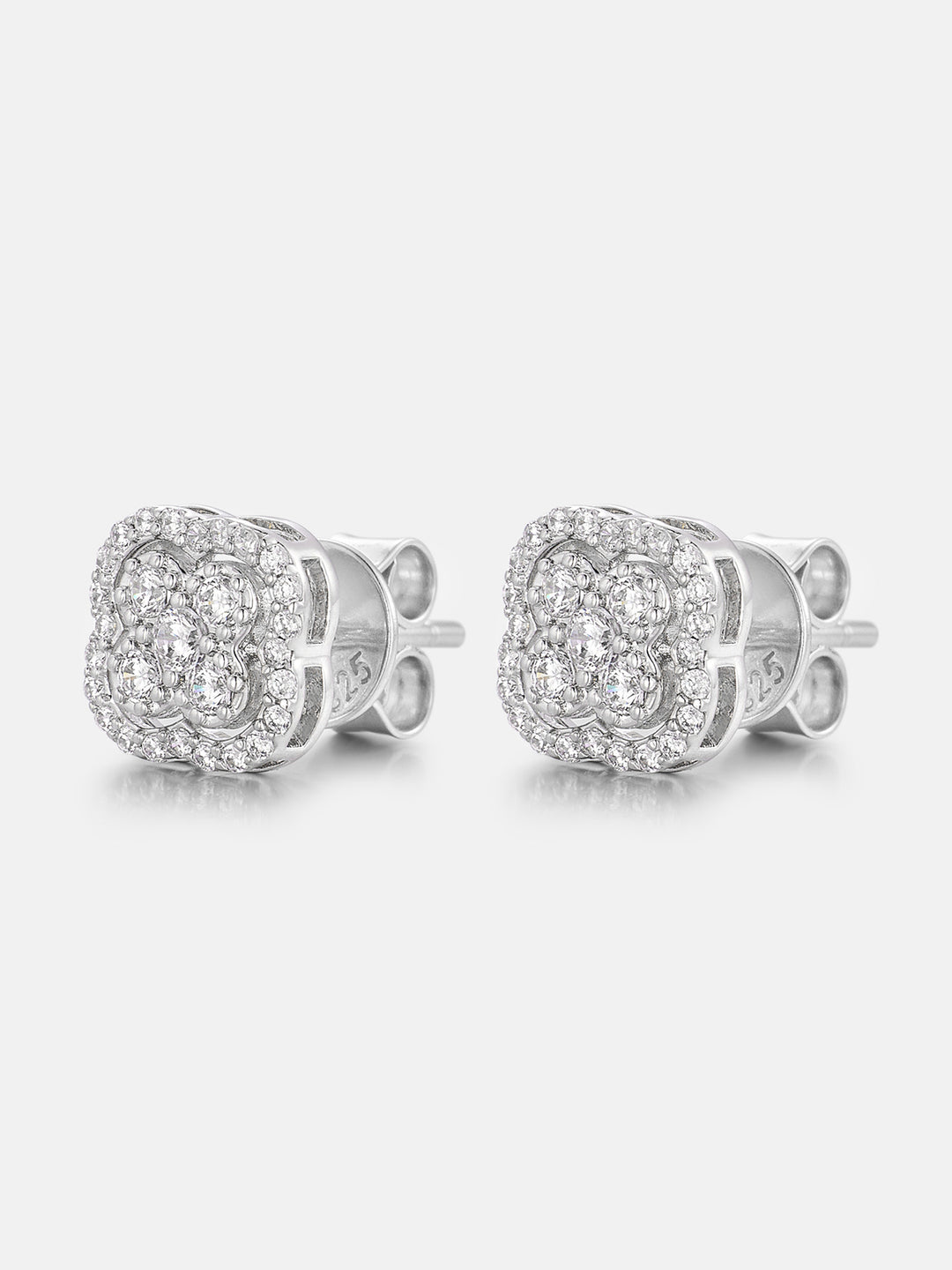 Double-Layer Moissanite Four Leaf Clover Stud Earrings