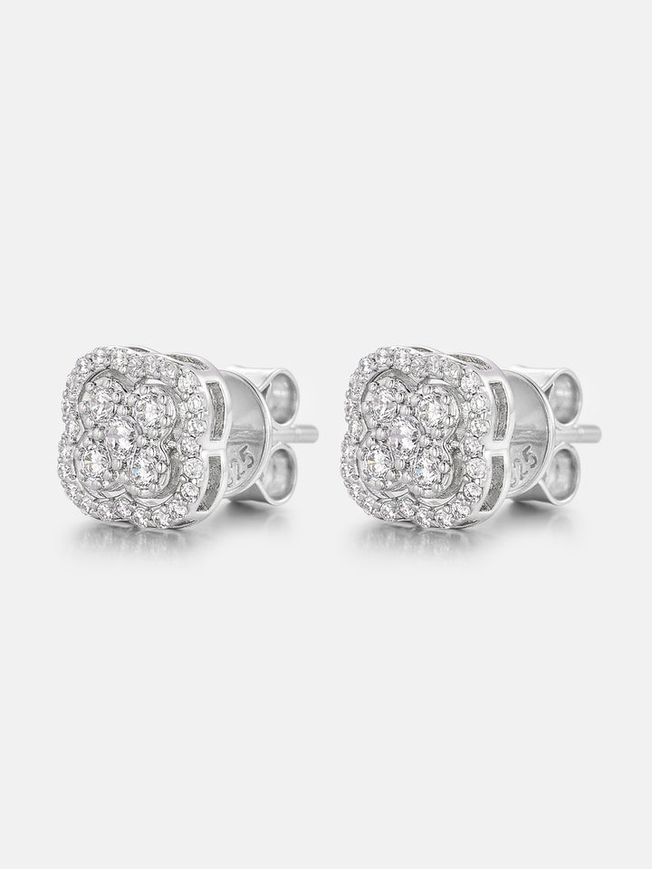 Double-Layer Moissanite Four Leaf Clover Stud Earrings