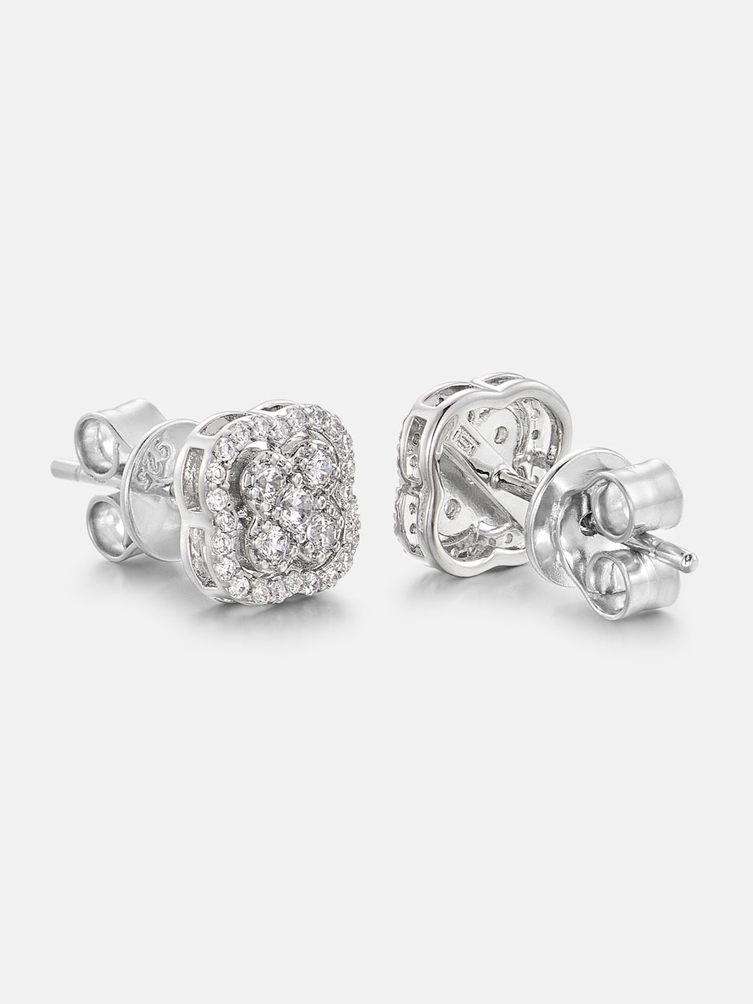 Double-Layer Moissanite Four Leaf Clover Stud Earrings