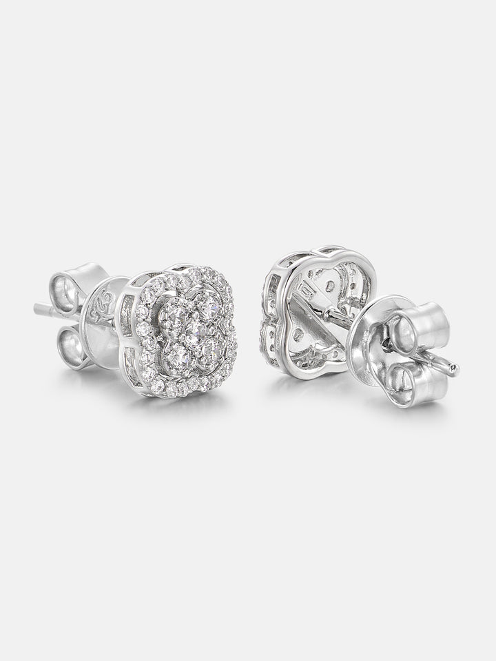 Double-Layer Moissanite Four Leaf Clover Stud Earrings