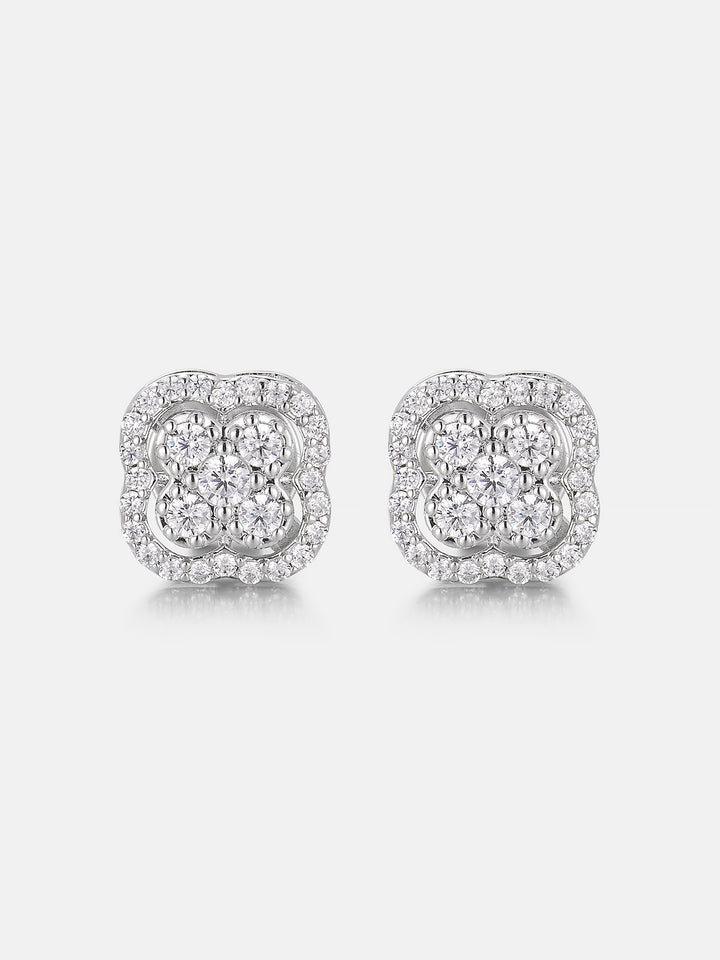 Double-Layer Moissanite Four Leaf Clover Stud Earrings