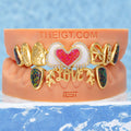 Double Heart Opal Dragonfly Iced Script Grillz