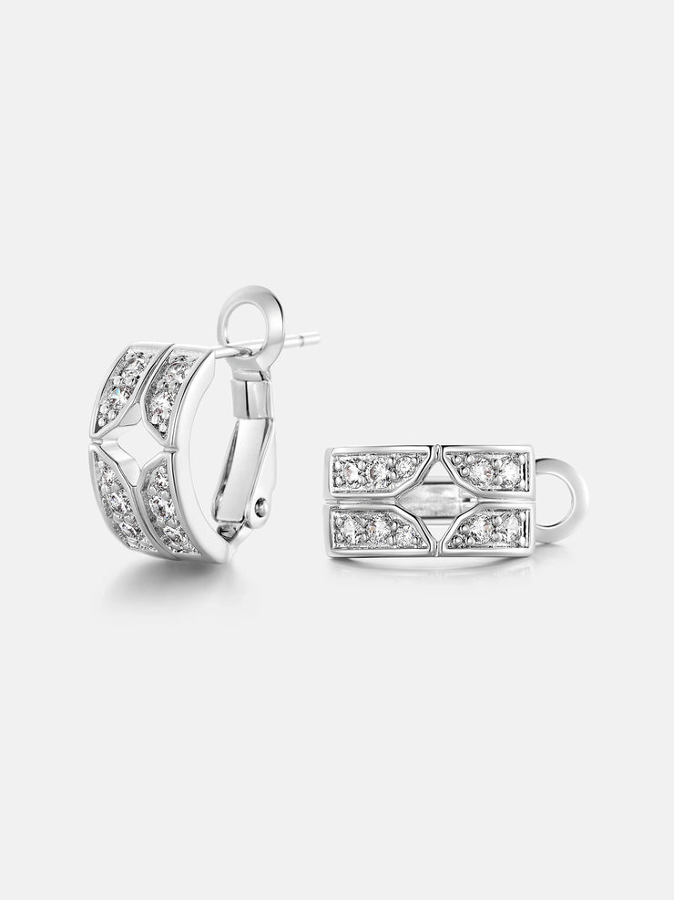 Double Row Four Leaf Clover Moissanite Hoop Earrings