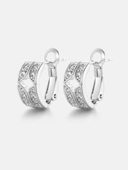 Double Row Four Leaf Clover Moissanite Hoop Earrings