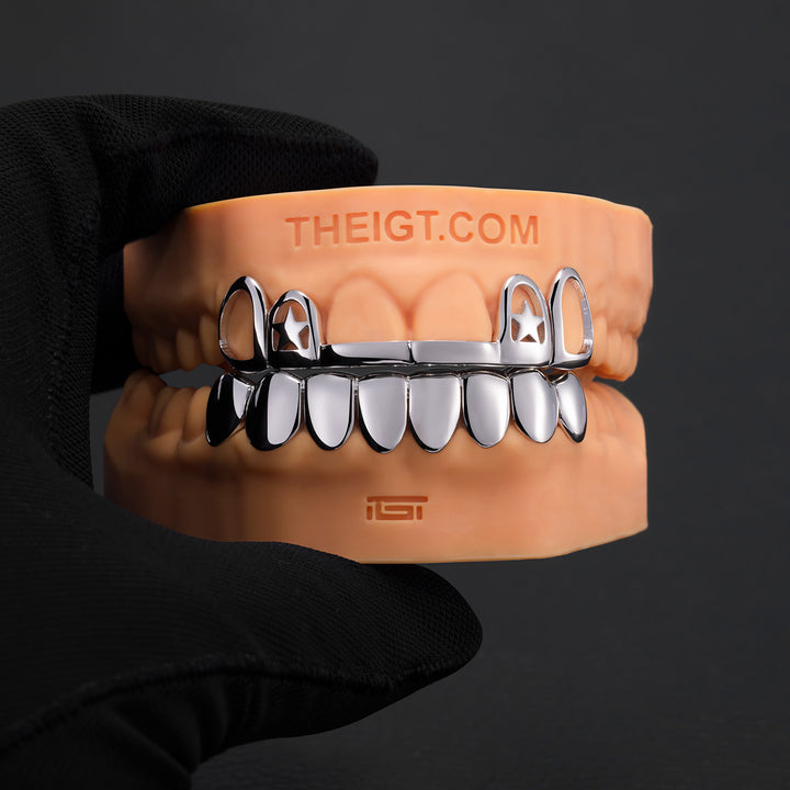 Double Star Cap (Top) W Opal & Kitty (Bottom) Grillz