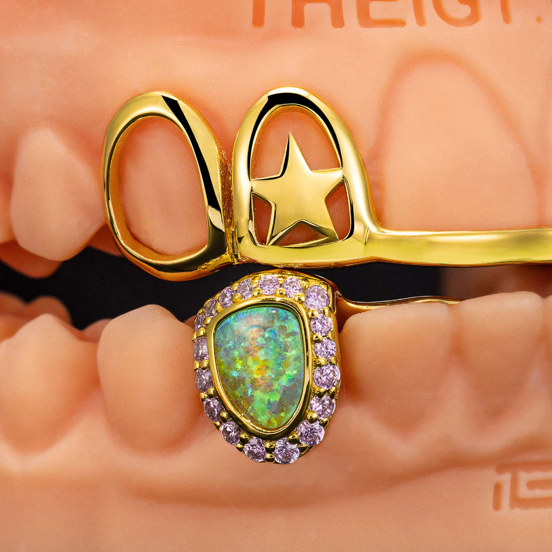 Double Star Cap (Top) W Opal & Kitty (Bottom) Grillz