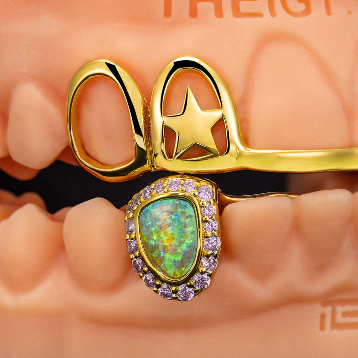 Double Star Cap (Top) W Opal & Kitty (Bottom) Grillz